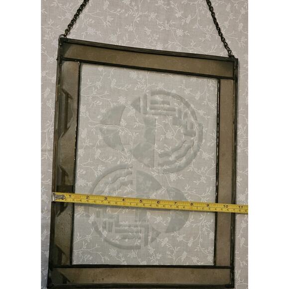Glass Etched Abstract Art Window Suncatcher Wall Hanging Circles 13.25"x 10.5" - Picture 6 of 8